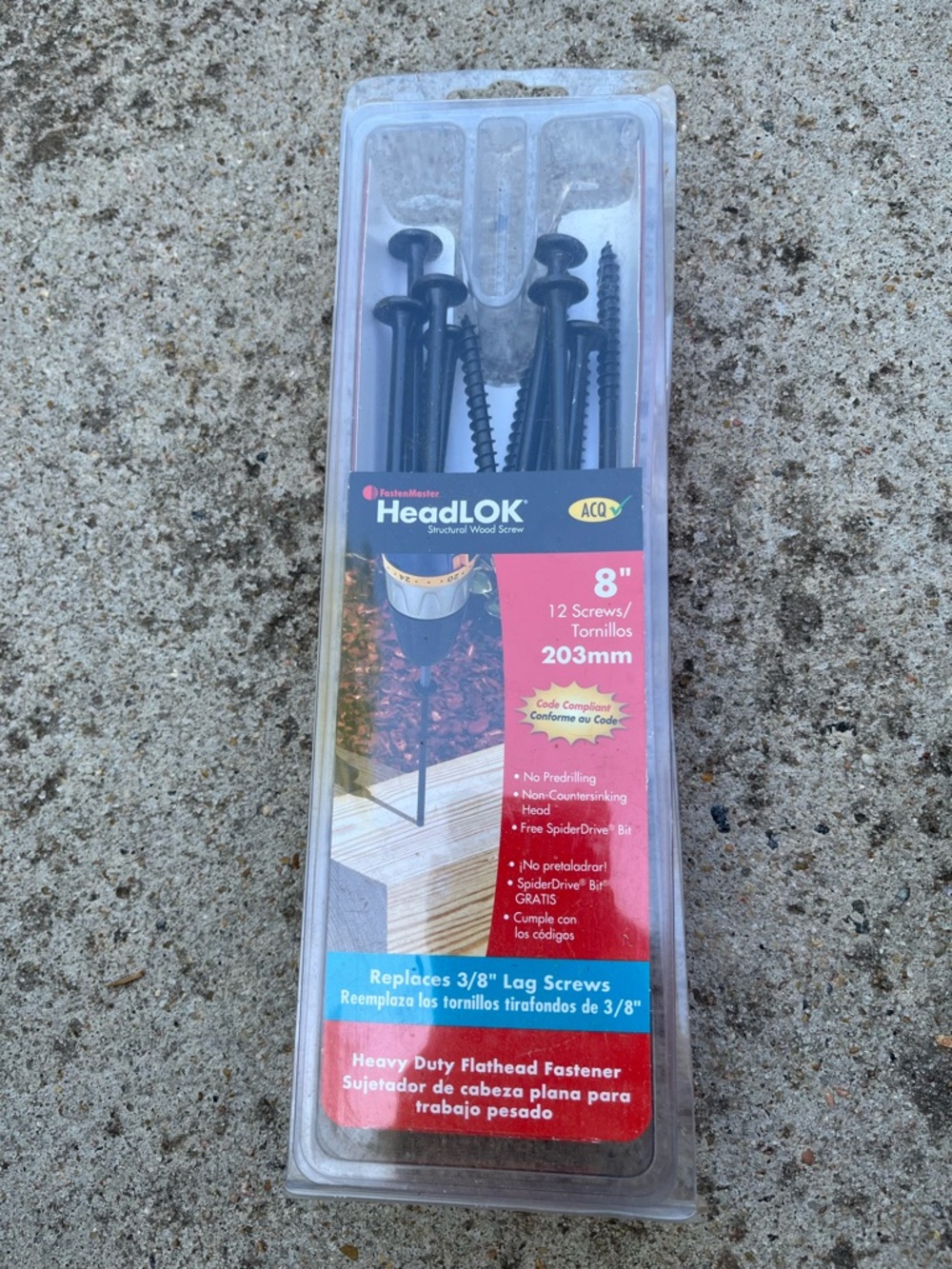 FastenMaster 8 in. HeadLOK Structural Flat Head Wood Screws, Black (12-Pack)